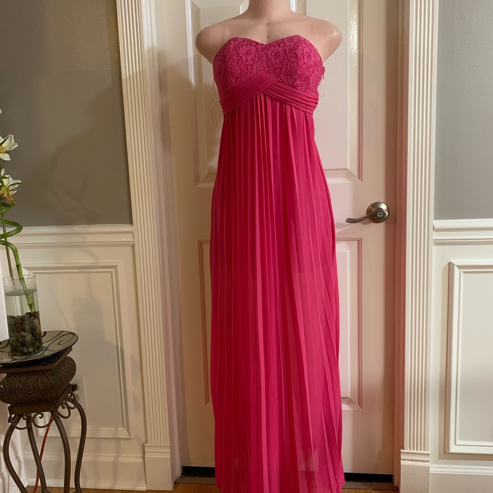 COPY - Women’s junior pink strapless pleated high- low maxi lace top dress size… - Picture 2 of 12